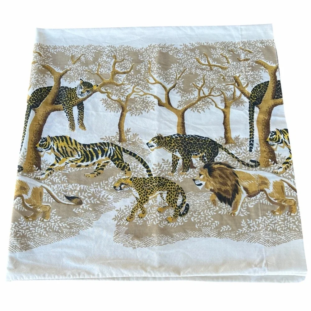 Vintage Tastemaker Big Cat Safari Pillowcase King Size 50/50 Made in USA 70s GUC